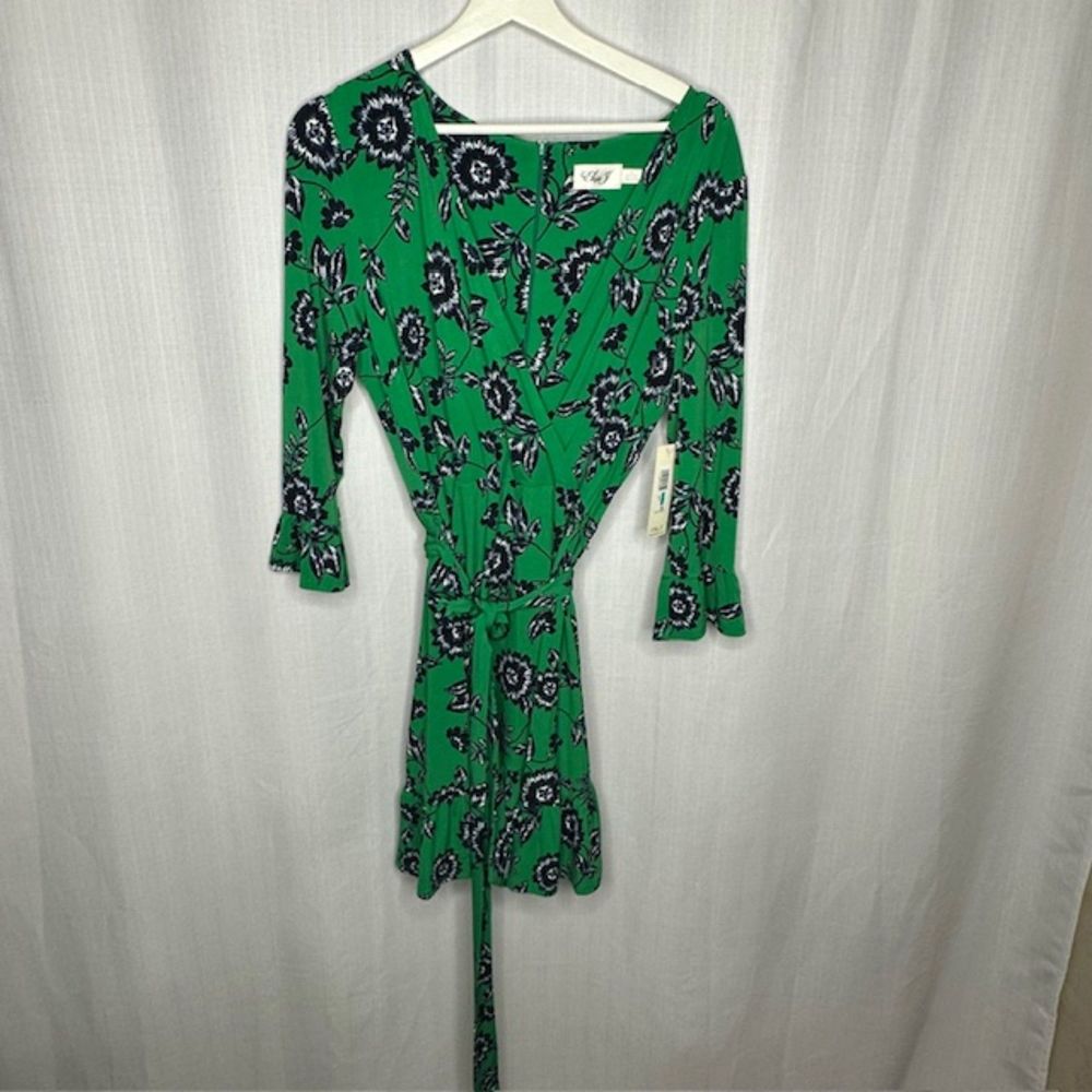 Eliza J Green Blue Floral Wrap‎ Dress